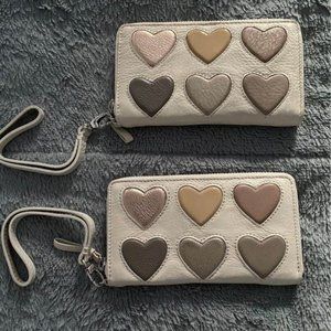 Brighton leather wristlet with hearts, brand new